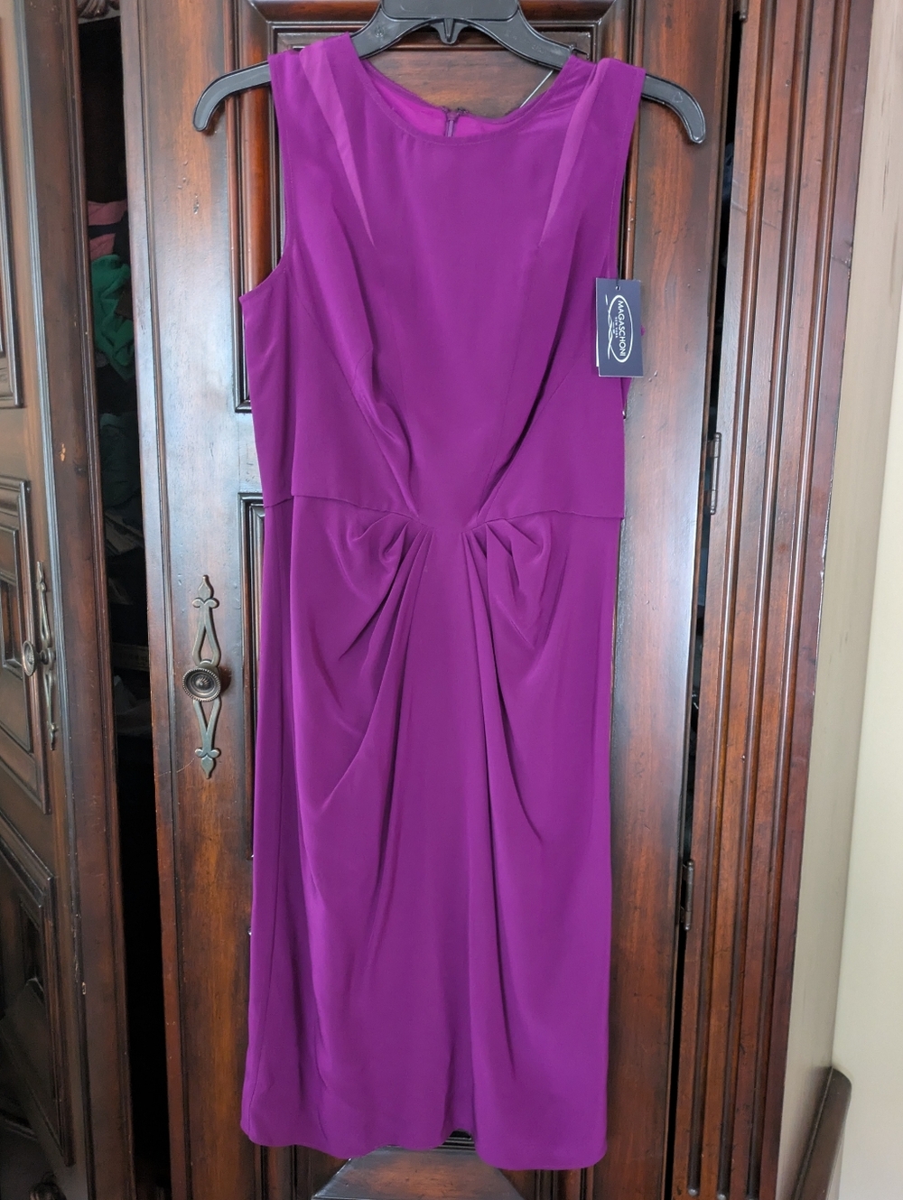 NWT $378 Magaschoni New York purple silk sheath dress size 2